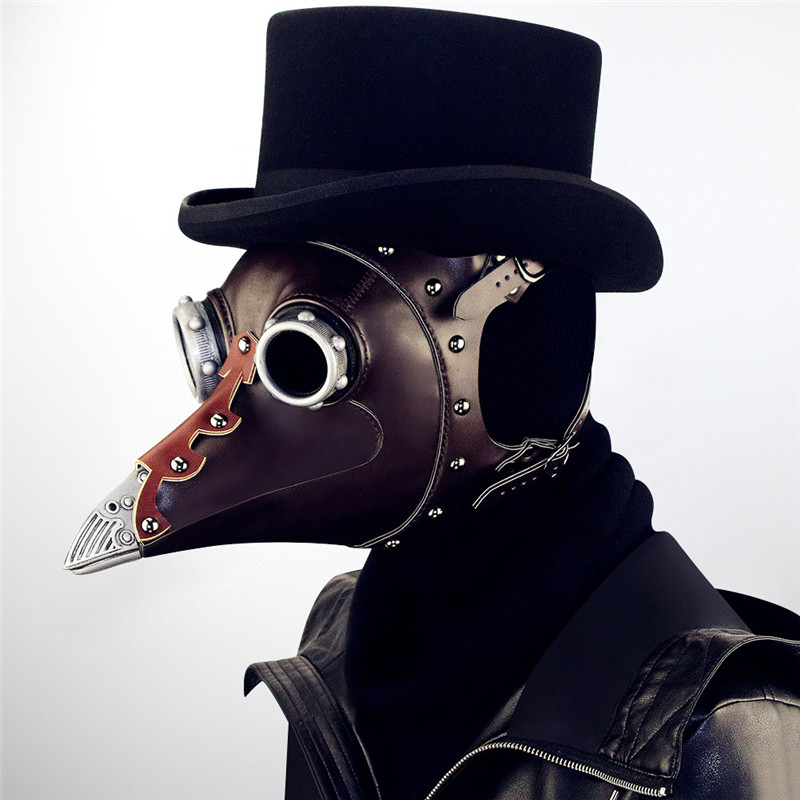 Steampunk pest Bird Mask Doctor Maske braun pU-Leder Vogelschnabel Maske Gothic Retro Halloween Cosplay Zubehör Maskerade party Masken