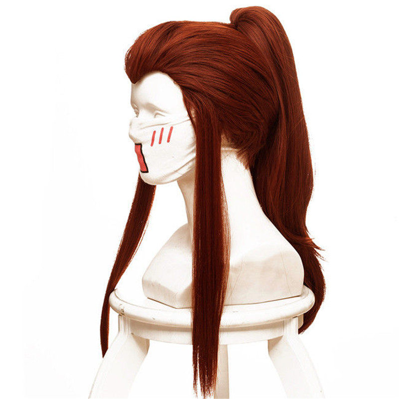 Anime Spiel über Watch OW DVA brigitte perücke rot braun Cauda Long perücke Cosplay Kostüm Frauen Lange Horseail Haar Cosplay perücken 50cm